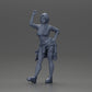 Diorama modelbouw productfoto 6: Miniatuurfiguur: Meisje in top & shorts, shirt om heup gebonden, arm omhoog (Ref Nr. A56)