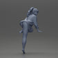 Diorama modelbouw productfoto 7: Diorama-miniatuur: Vrouwelijke figuur in lange blouse en bikini, leunend op tafel (Ref Nr. A52)