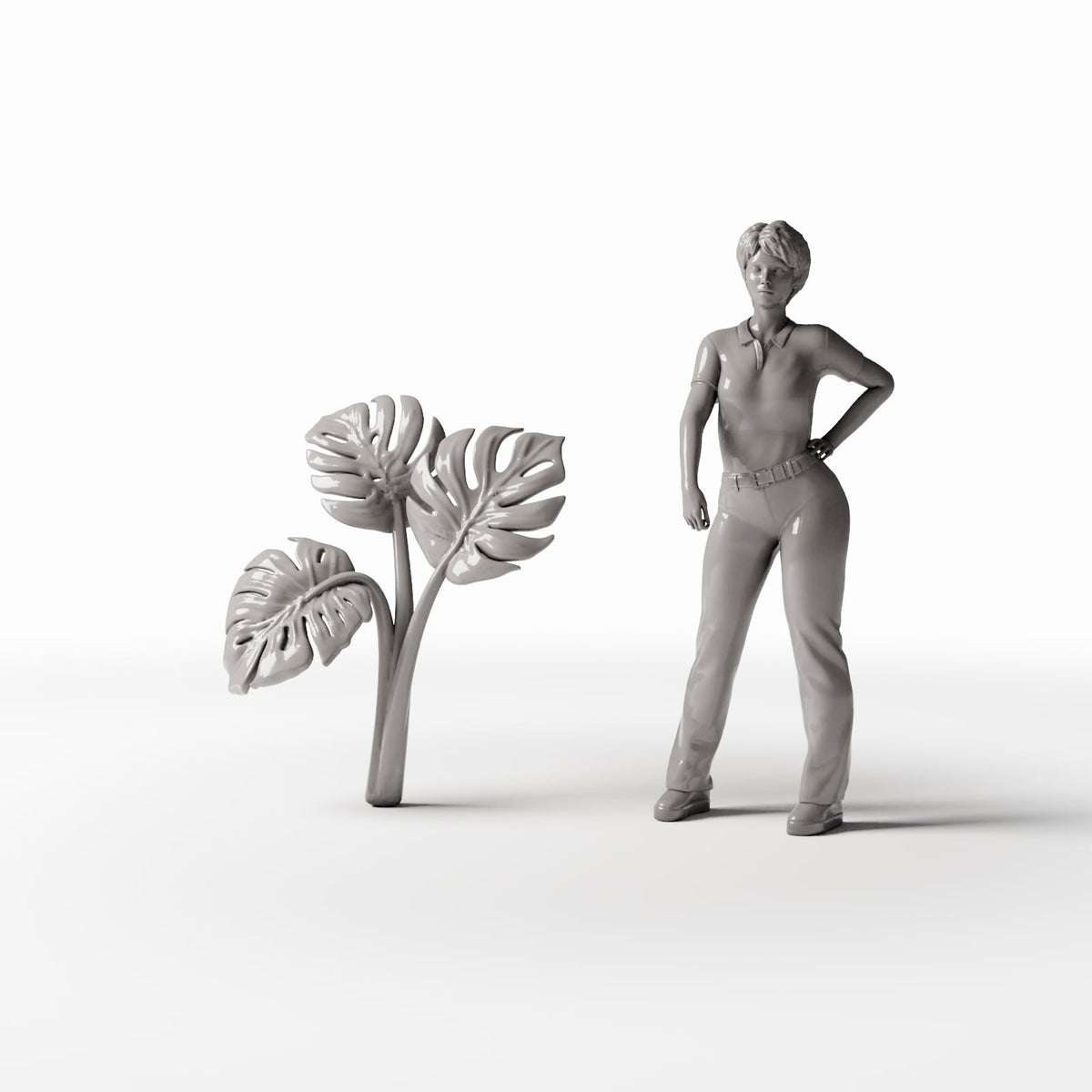 Diorama-modelbouw productfoto 1: dioramaplanten: Monstera met drie bladeren (Ref. 481D)