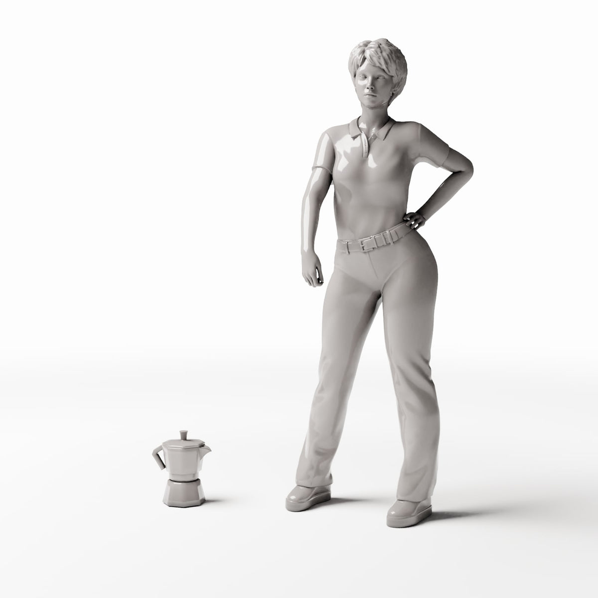 Productfoto diorama en modelbouw 1: Dioramakeuken: aluminium koffiepot (Ref. 595D)