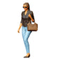 Vrouw met zonnebril en handtas – figuur in jeans en leren jack (Ref. Nr. 423)