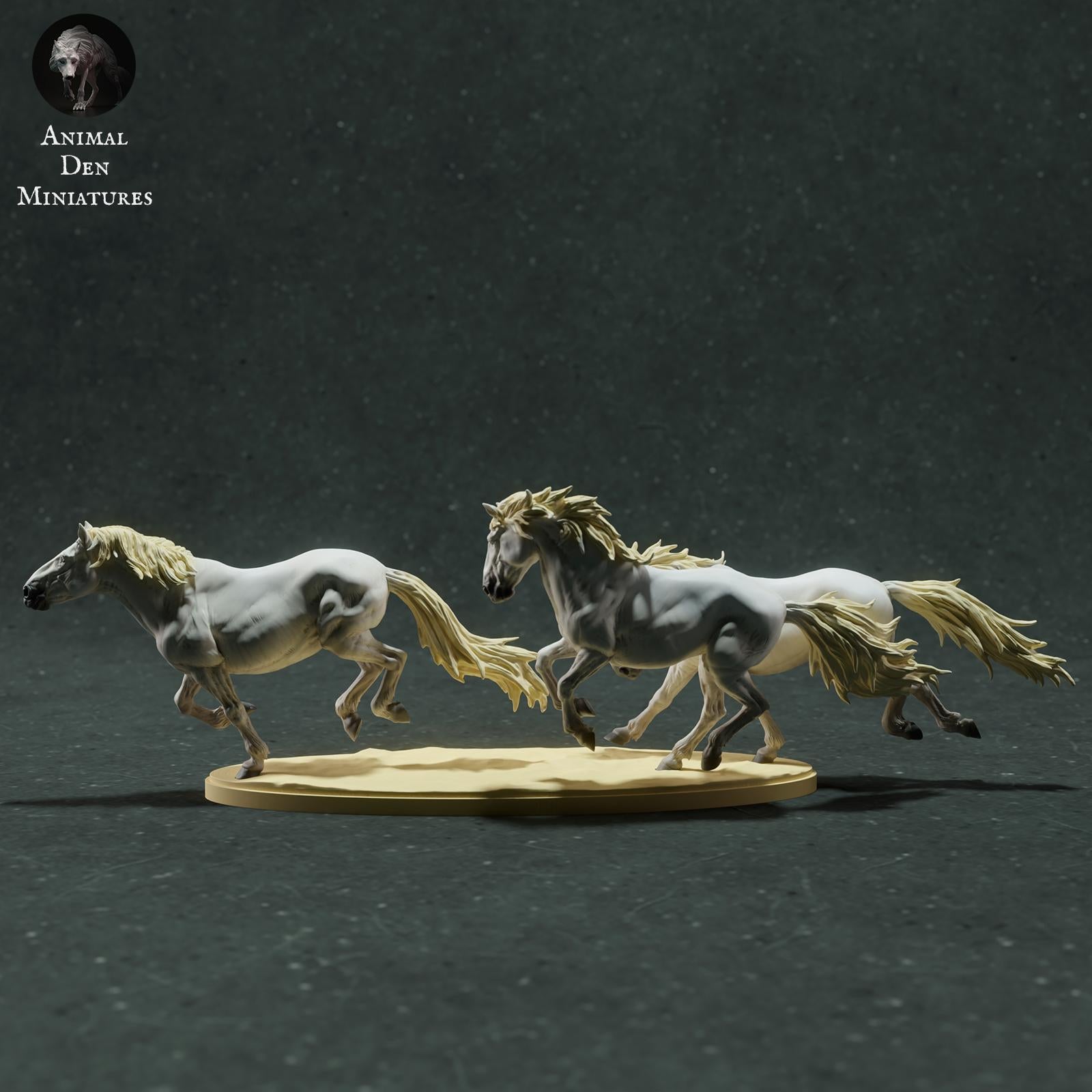 Productfoto Dierfiguur Diorama, Modelbouw: 0: Wilde Dierfiguur: rennende Camargue-paarden (Ref 01_01_73)