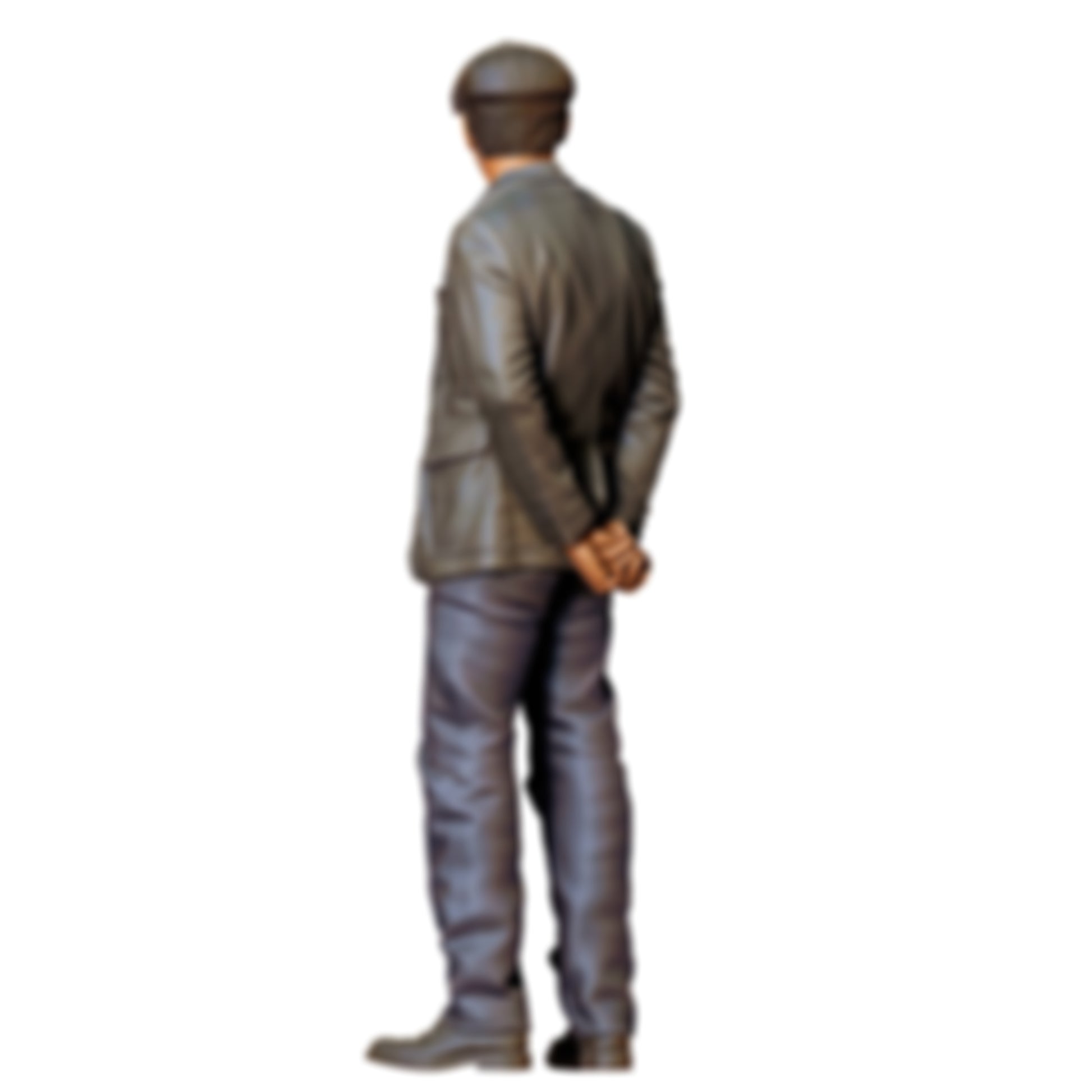 3DP Miniatures 2: Stehende Figur: Mann mit Schirmmütze, Jacke & Pullover, Hände hinter dem Rücken (Ref. Nr. 477)