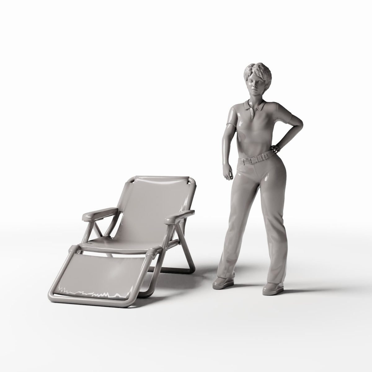 Productfoto diorama en modelbouw 1: Dioramameubilair: inklapbare ligstoel met beensteun (Ref. 648D)
