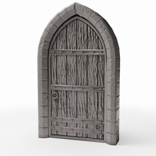 Productfoto diorama en modelbouw 0: Diorama-architectuur: gedetailleerde kerkdeur met rondboog (Ref. 661D)