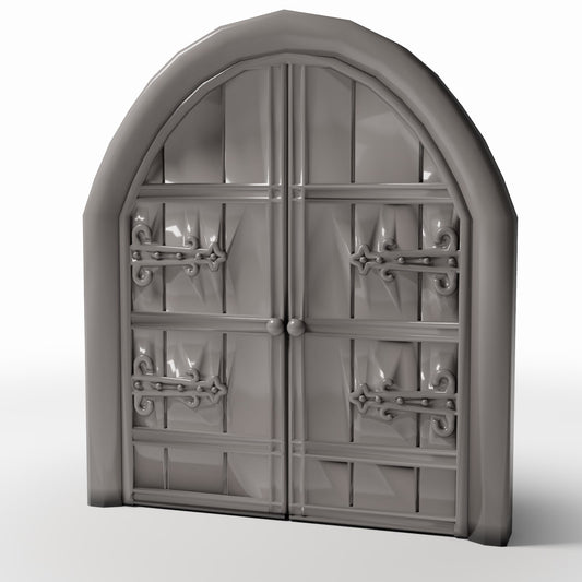 Productfoto diorama en modelbouw 0: Dioramagebouw: breed kerkportaal met dubbele deur (Ref. 669D)