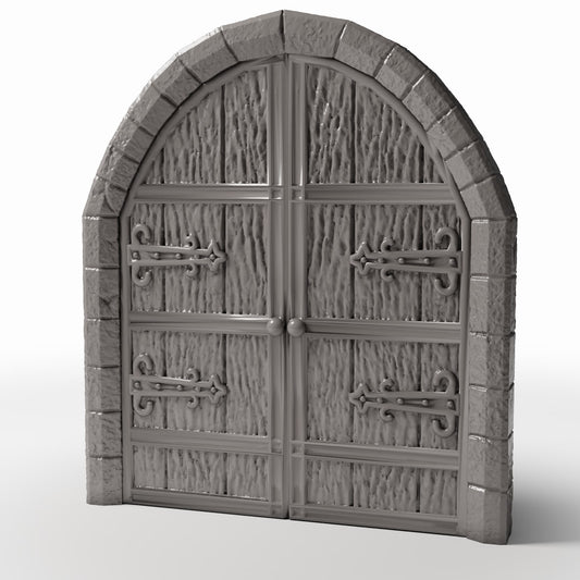 Productfoto diorama en modelbouw 0: Dioramagebouw: kerkpoort met rondboog en dubbele deur (Ref. 673D)