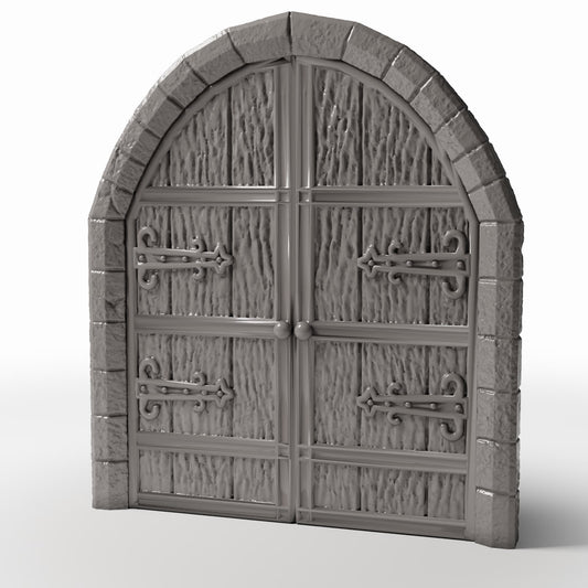 Productfoto diorama en modelbouw 0: Dioramagebouw: dubbele kerkdeur met rondboog (Ref. 674D)