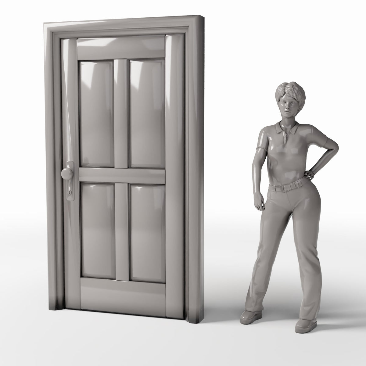 Productfoto diorama en modelbouw 1: Dioramagebouw: paneeldeur met deurknop (Ref. 707D)
