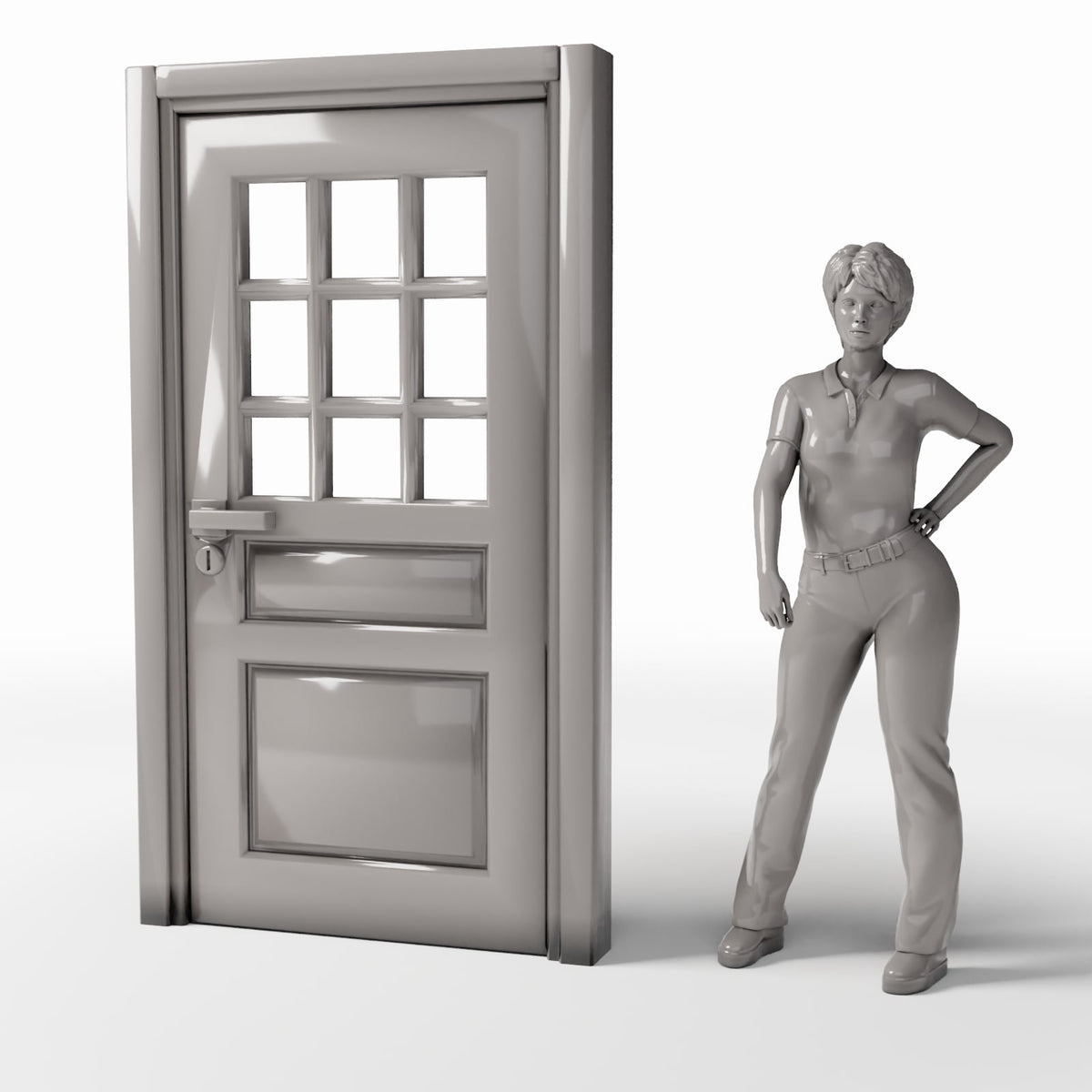 Productfoto diorama en modelbouw 1: Dioramagebouw: klassieke voordeur met raamvenster (Ref. 710D)