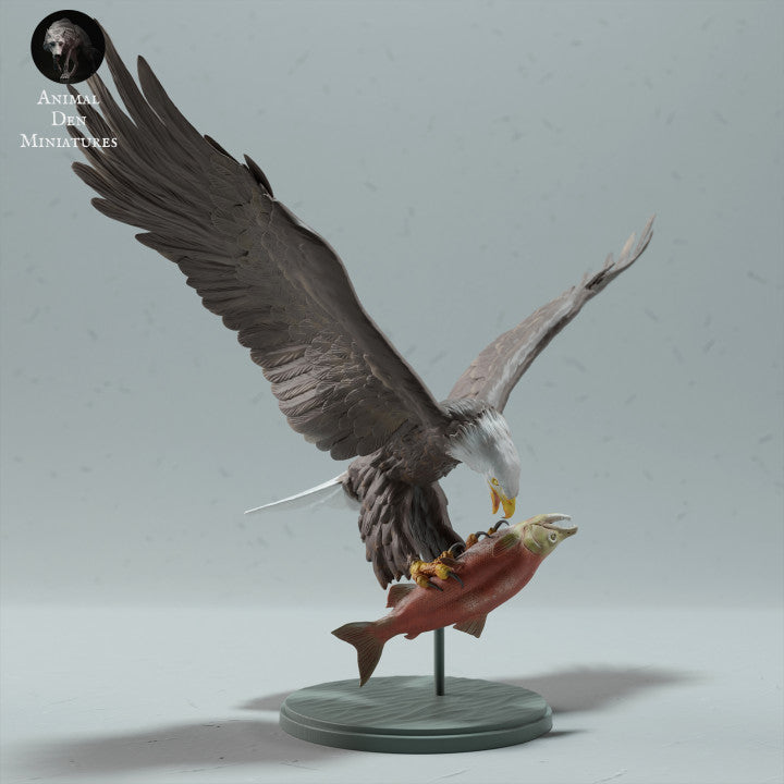 Productfoto dierenfiguur Animal Den Miniatures 0: Wild dierfiguur: Amerikaanse zeearend - eet een zalm (23_01_14)