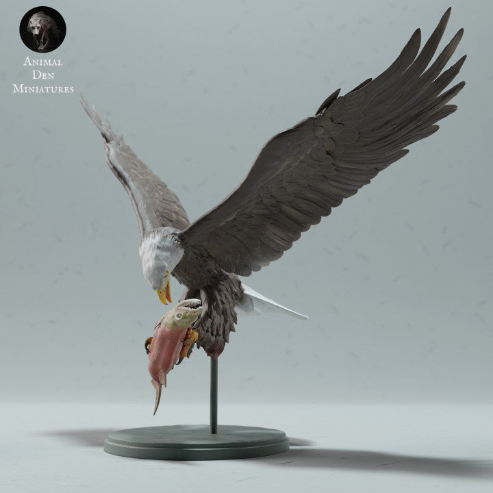 Productfoto dierenfiguur Animal Den Miniatures 3: Wildtier dierenfiguur: Amerikaanse zeearend - eet een zalm (23_01_14)