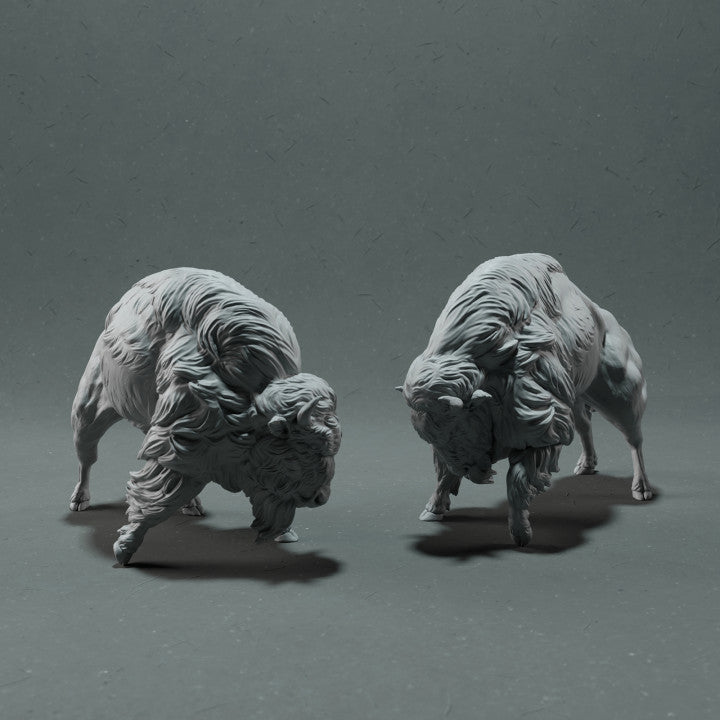 Productfoto dierenfiguur Animal Den Miniatures 1: Wilde dierenfiguur: Amerikaanse bizon - vechtend (22_10_13)