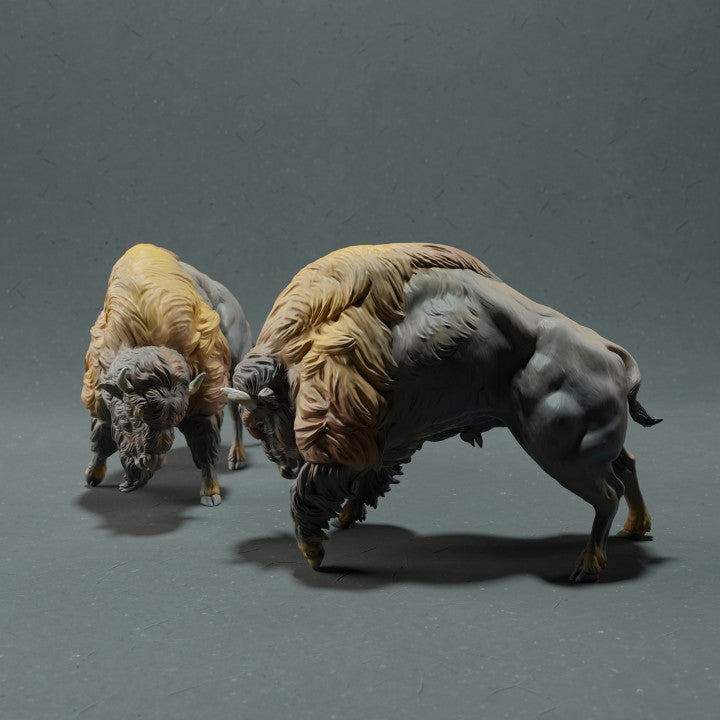 Productfoto dierenfiguur Animal Den Miniatures 2: wild dierfiguur: Amerikaanse bizon - vechtend (22_10_13)
