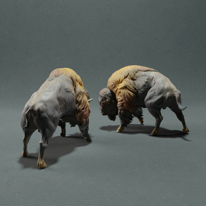 Productfoto dierenfiguur Animal Den Miniatures 3: wild dier figuur: Amerikaanse bizon - vechtend (22_10_13)