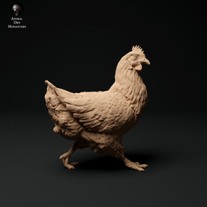 Productfoto Dier Figuur Diorama, Modelbouw: 0: Boerderij Dier Figuren: 3 Kippen - etend, zittend en lopend