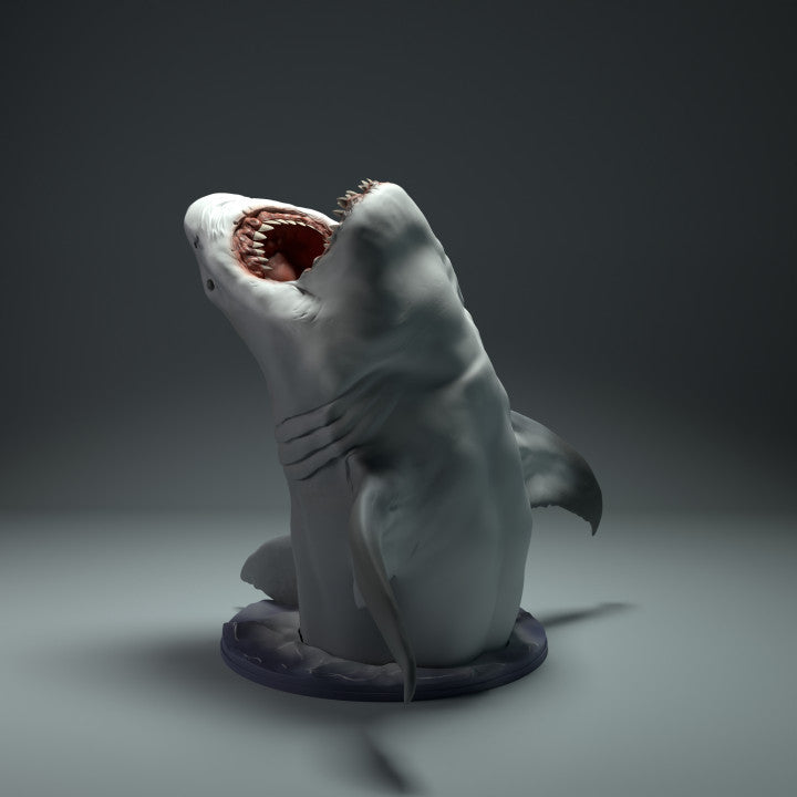 Productfoto dierenfiguur Animal Den Miniatures 0: zeedierfiguur: witte haai - springend uit het water (22_09_09)