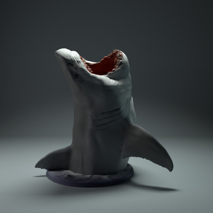 Productfoto dierenfiguur Animal Den Miniatures 1: Zeedierfiguur: witte haai - springend uit het water (22_09_09)