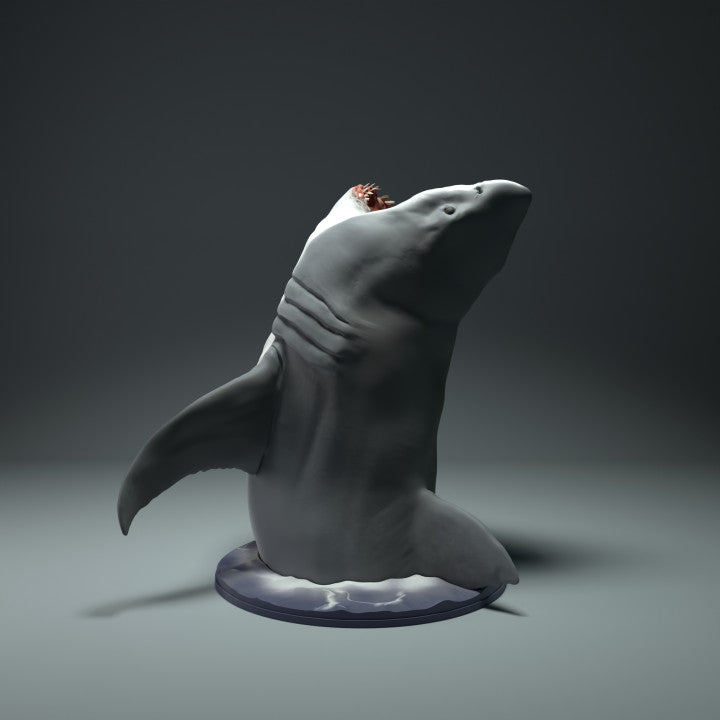 Productfoto dierenfiguur Animal Den Miniatures 2: zeedierfiguur: witte haai - springend uit het water (22_09_09)