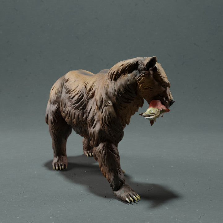 Productfoto dierenfiguur Animal Den Miniatures 2: wild dierfiguur: grizzlybeer met zalm (22_10_16)