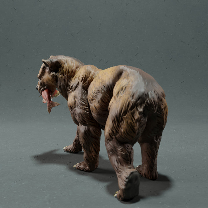 Productfoto dierenfiguur Animal Den Miniatures 3: wilde dierenfiguur: grizzlybeer met zalm (22_10_16)