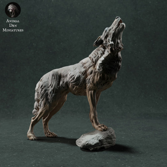 Productfoto dierenfiguur Animal Den Miniatures 0: Wilde dierenfiguur: Iberische wolf - huilend (22_11_12)