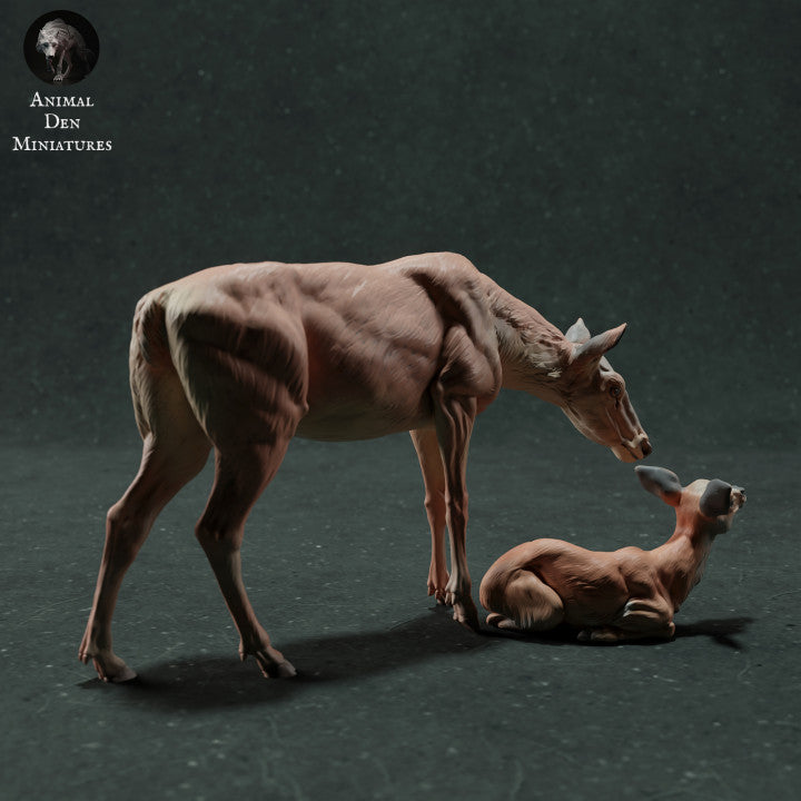 Productfoto dierenfiguur Animal Den Miniatures 1: wilddierenfiguur: edelhertkoe met kalf (22_11_10)