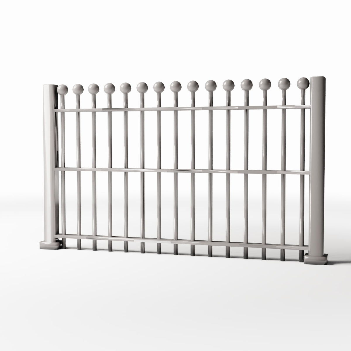 Productfoto diorama en modelbouw 0: Tuindiorama: laag metalen hekwerk met bolvormige punten (Ref. 735D)