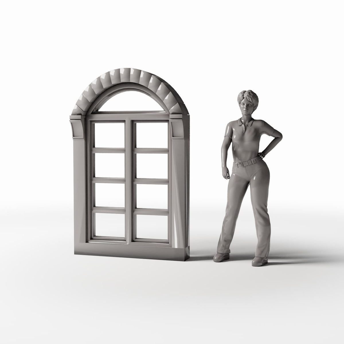 Productfoto diorama en modelbouw 1: Diorama-architectuur: neoklassiek raam met halfrond bovenlicht (Ref. 874D)