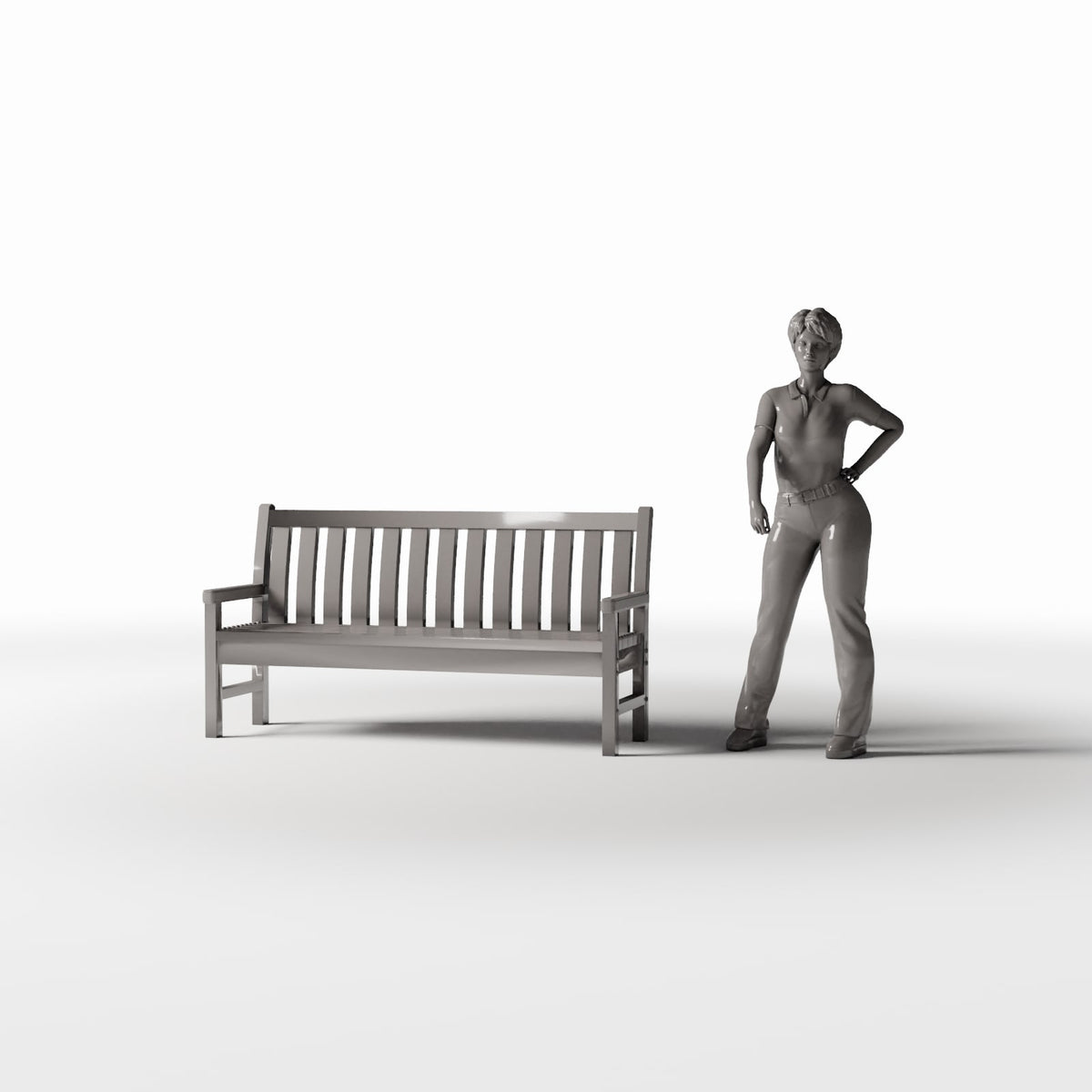 Productfoto diorama en modelbouw 1: Dioramaparkbank: klassieke parkbank type B (Ref. 886D)