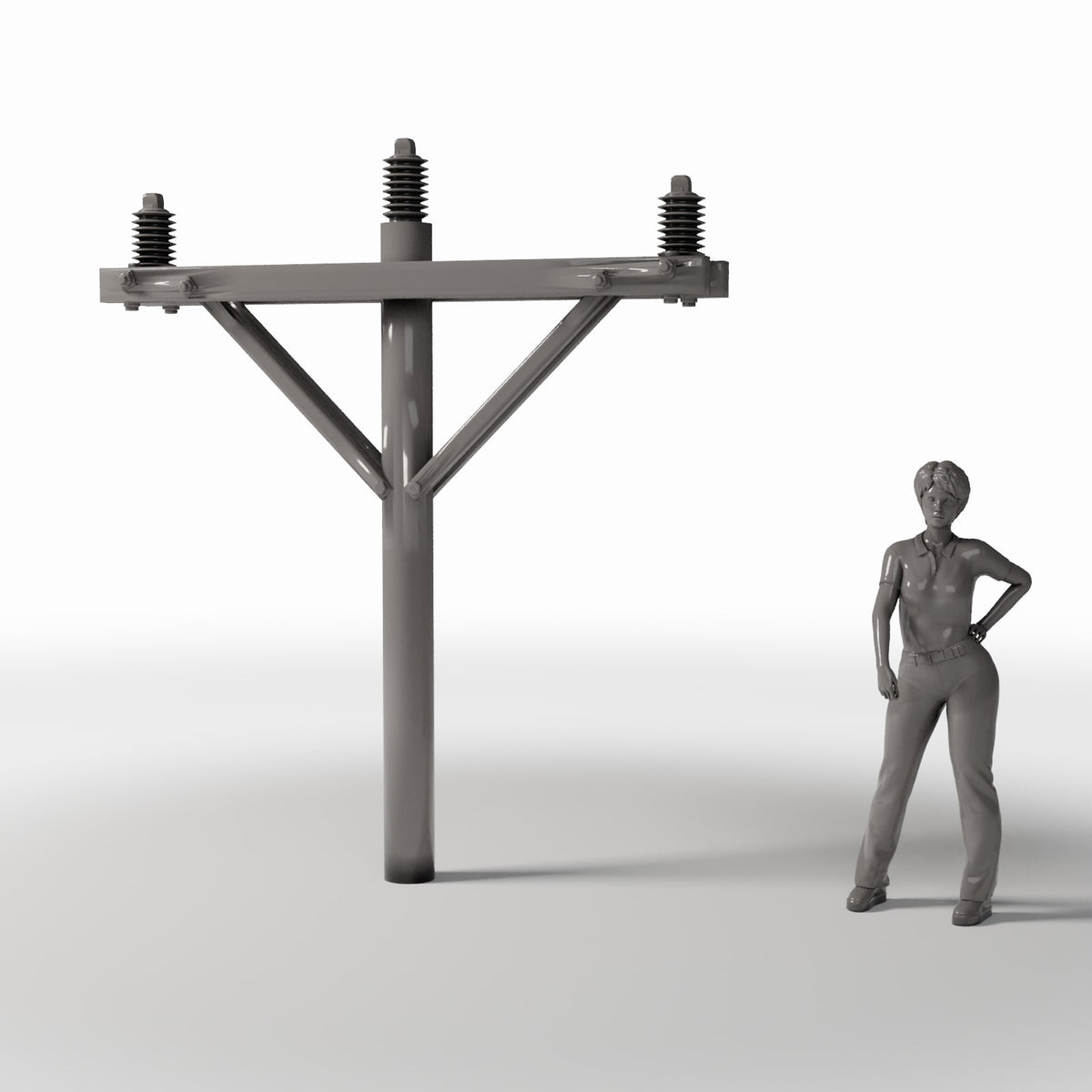 Productfoto diorama en modelbouw 1: Dioramainfrastructuur: betonnen elektriciteitsmast met 3 isolatoren (Ref. 908D)