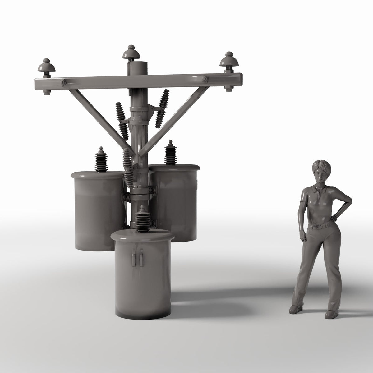 Productfoto diorama en modelbouw 1: Dioramainfrastructuur: Betonnen elektriciteitsmast met drie transformatoren (Ref. 923D)