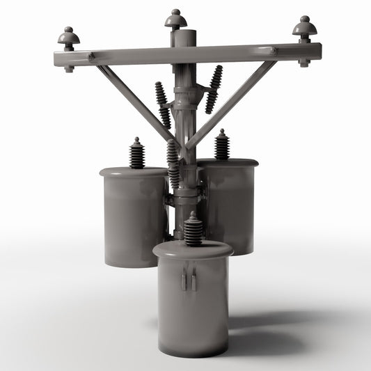 Productfoto diorama en modelbouw 0: Dioramainfrastructuur: Betonnen elektriciteitsmast met drie transformatoren (Ref. 923D)