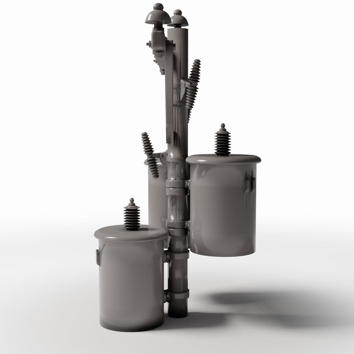 Productfoto diorama en modelbouw 2: Dioramainfrastructuur: Betonnen elektriciteitsmast met drie transformatoren (Ref. 923D)