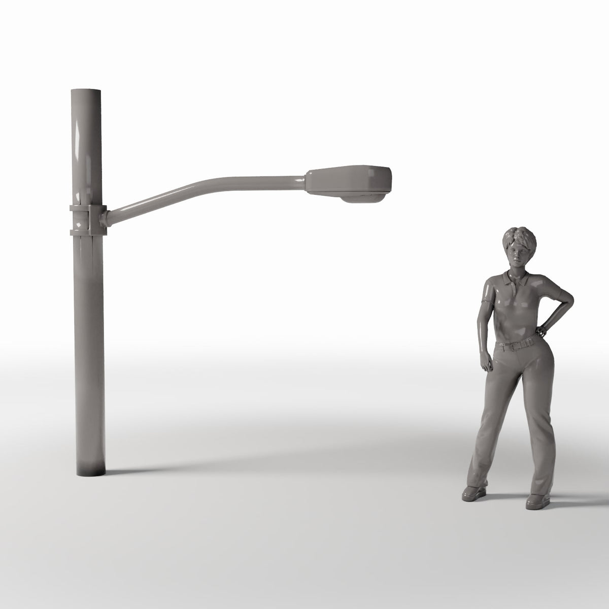 Productfoto diorama en modelbouw 1: Dioramastraat: straatlantaarn met ronde betonnen mast (Ref. 925D)