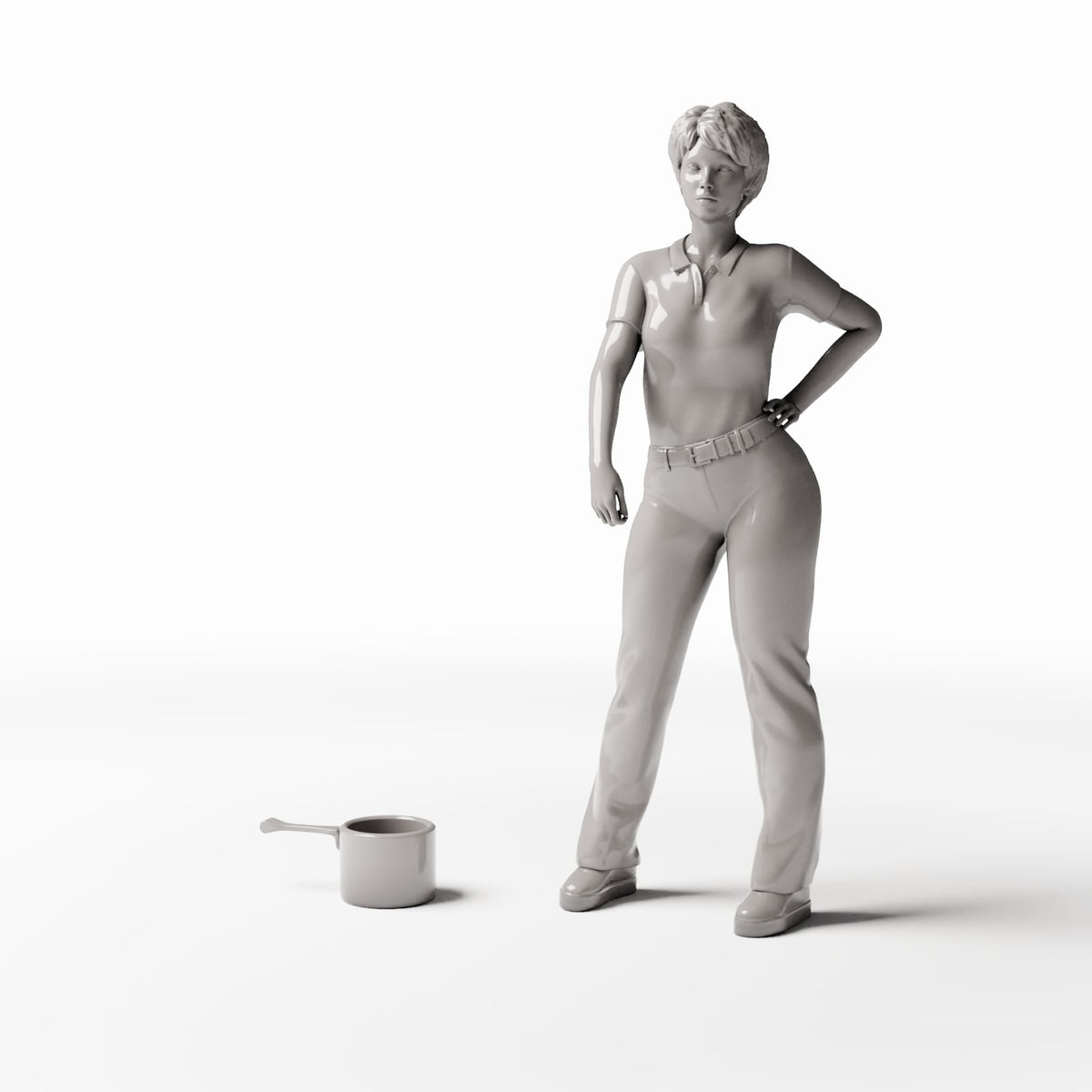 Productfoto diorama en modelbouw 1: Dioramakeuken: aluminium kookpan met handgreep (Ref. 945D)