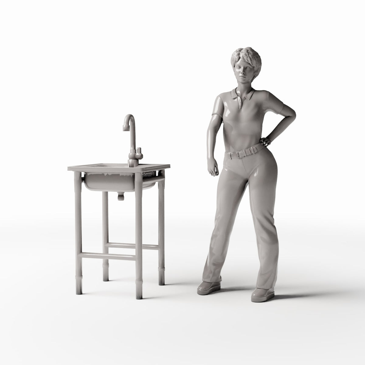 Productfoto diorama en modelbouw 1: Dioramabadkamer: vrijstaande wastafel (Ref. 981D)