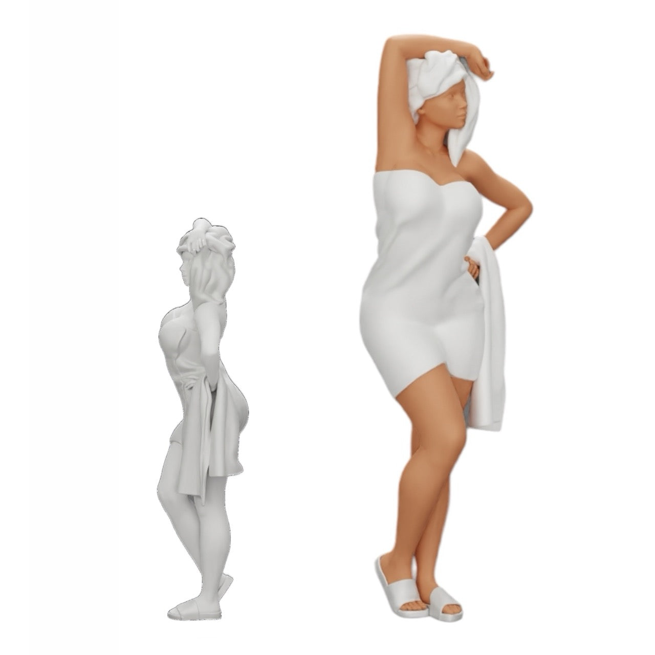Diorama modelbouw productfoto 0: Sexy vrouw na de douche met badjas en handdoek (Ref Nr. A10)