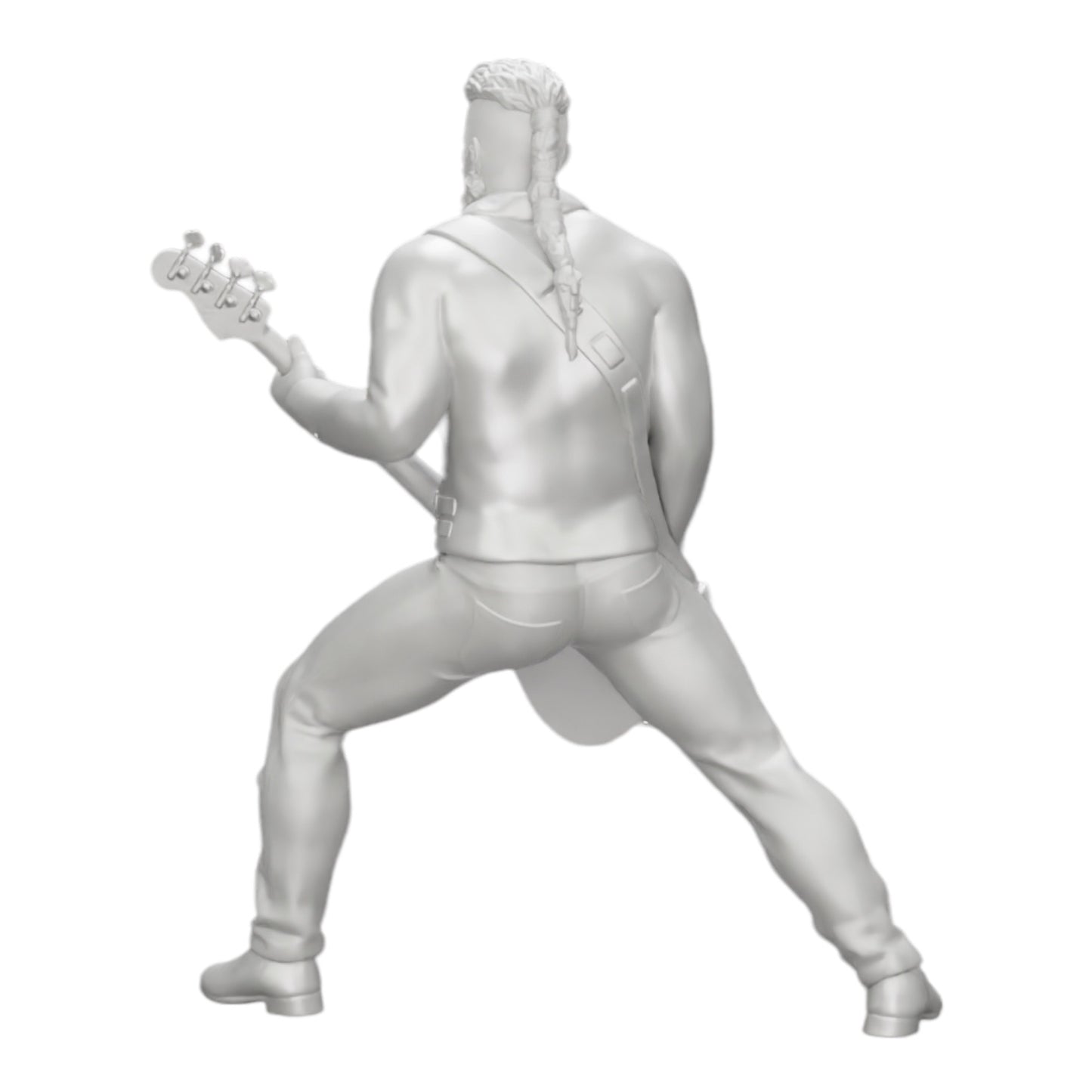 Diorama modelbouw productfoto 0: Rockstar speelt basgitaar in leren jas met lange haren en baard (Ref Nr. A12)