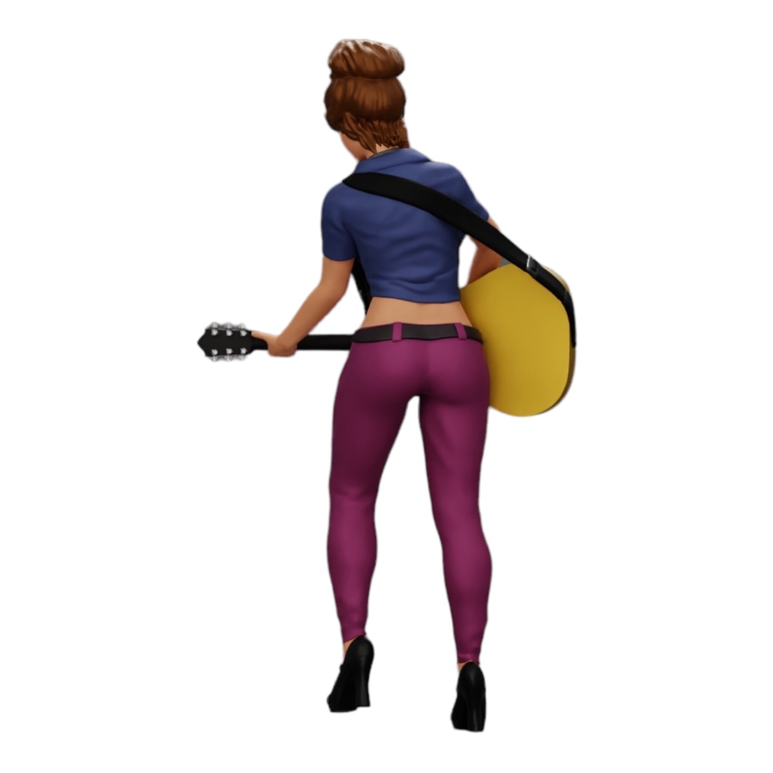 Diorama modelbouw productfoto 0: Jonge vrouw/muzikante op het podium speelt akoestische gitaar (Ref Nr. A13)