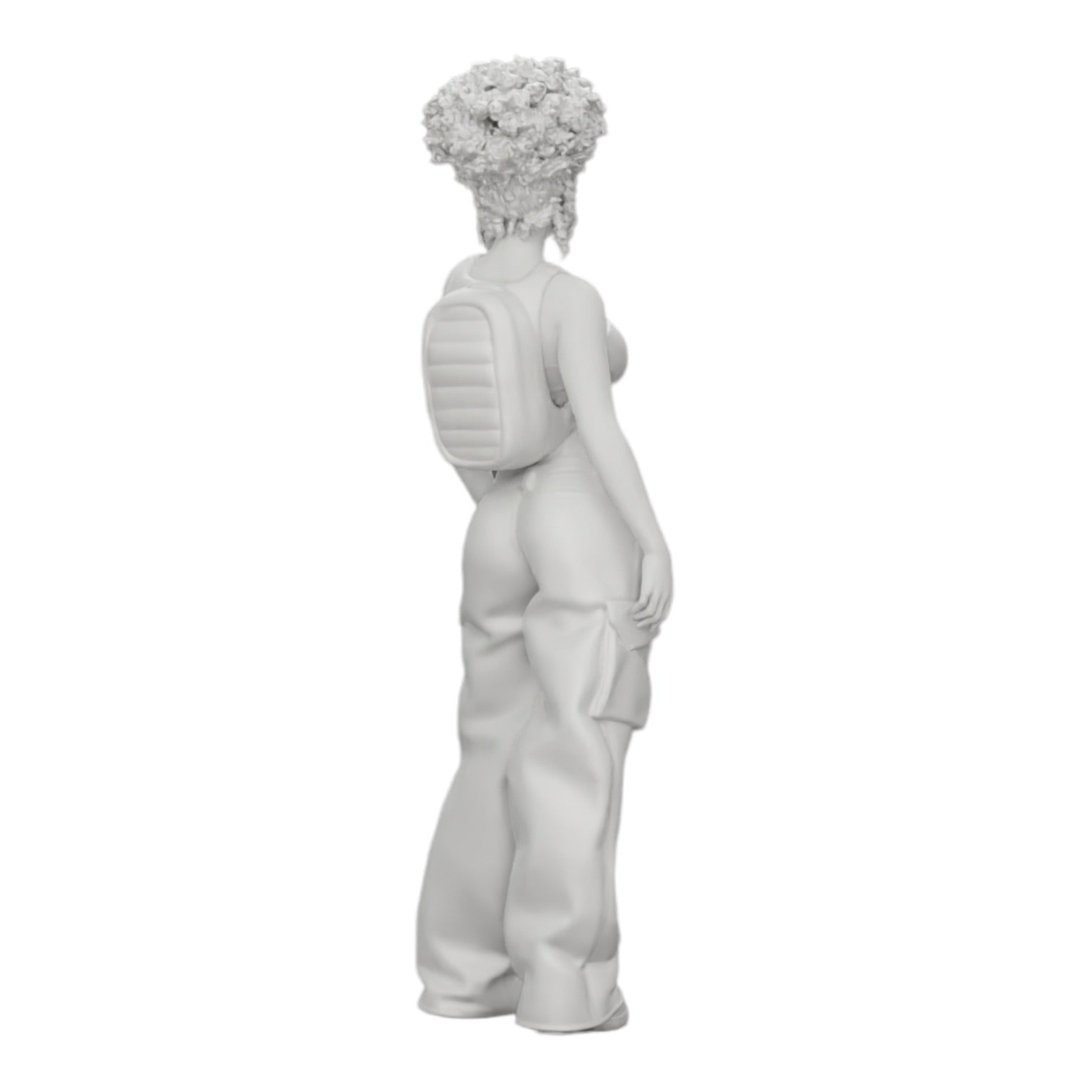 Diorama modelbouw productfoto 0: Vrouw in Hip-Hop stijl met BH en mini-rugzak met krullend haar (Ref Nr. A15)