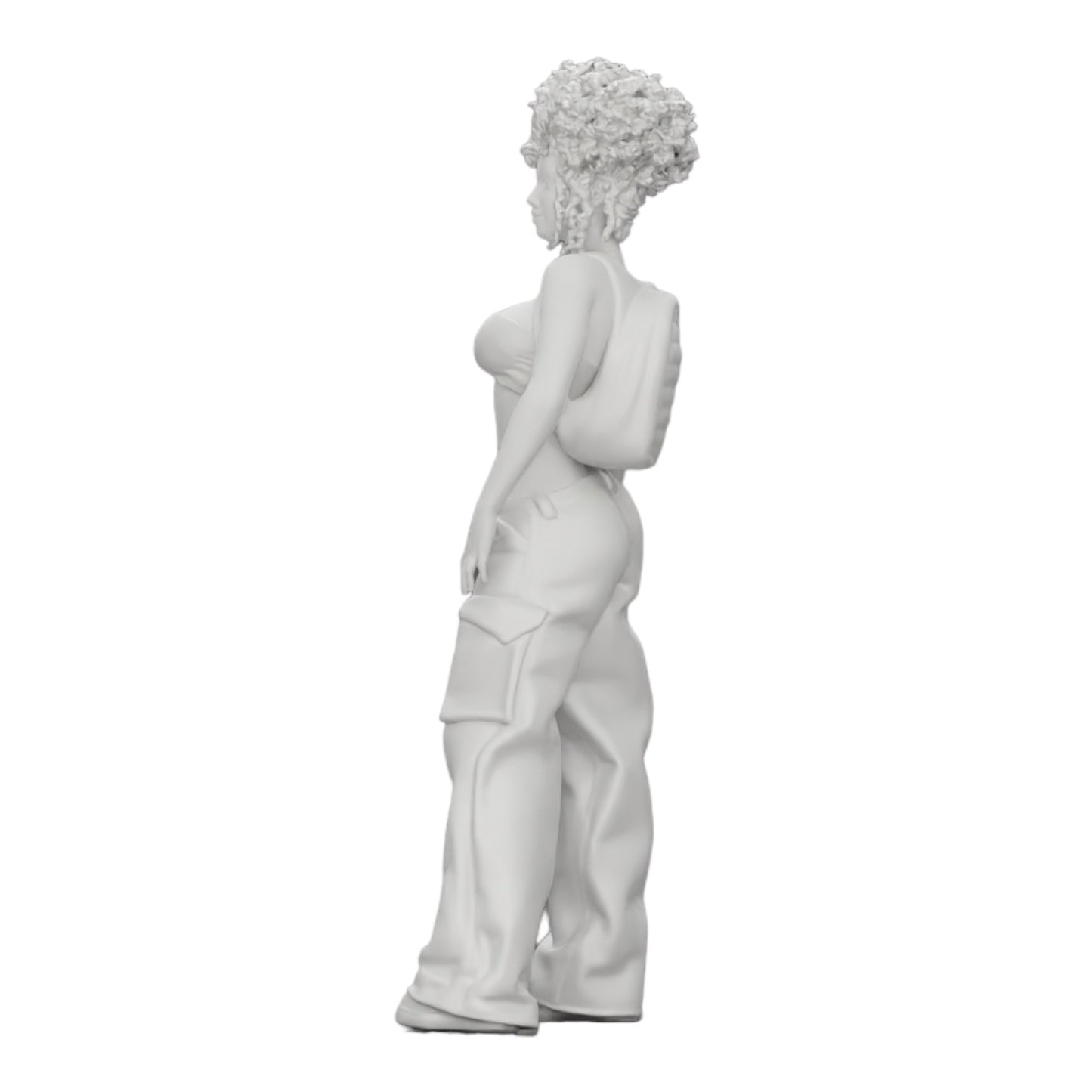 Diorama modelbouw productfoto 0: Vrouw in Hip-Hop stijl met BH en mini-rugzak met krullend haar (Ref Nr. A15)