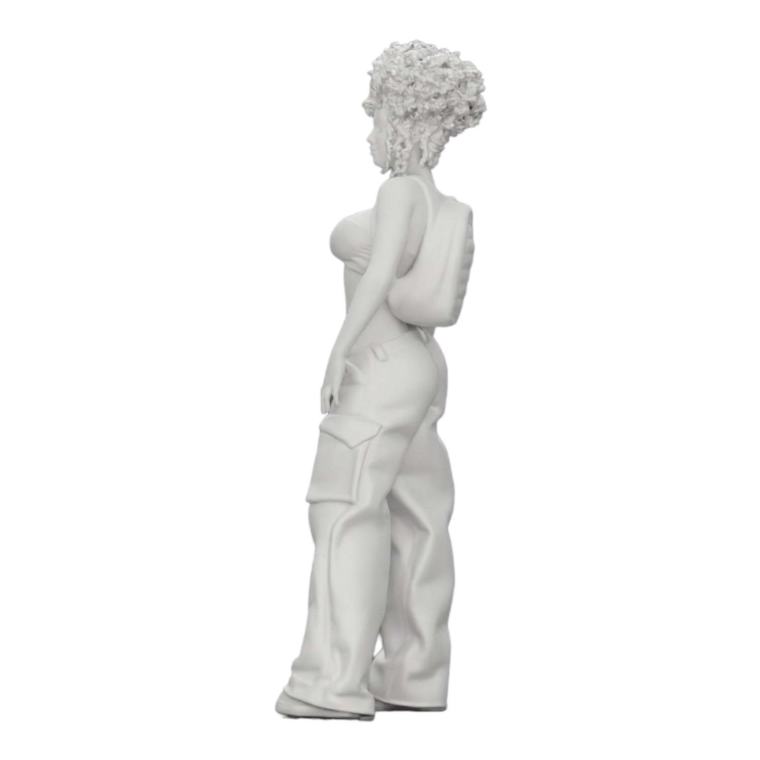 Diorama modelbouw productfoto 0: Vrouw in Hip-Hop stijl met BH en mini-rugzak met krullend haar (Ref Nr. A15)