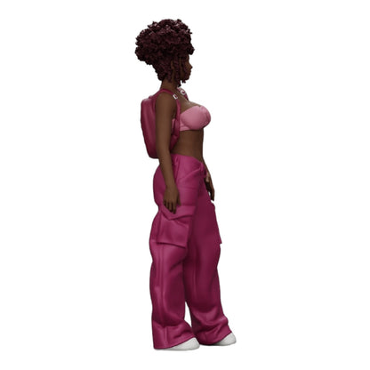 Diorama modelbouw productfoto 0: Vrouw in Hip-Hop stijl met BH en mini-rugzak met krullend haar (Ref Nr. A15)