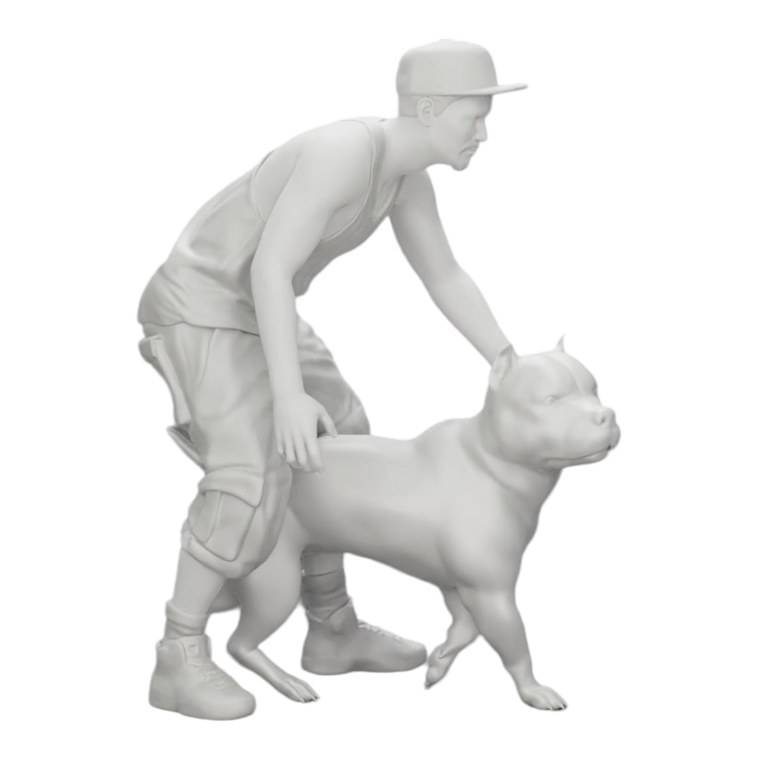 Diorama modelbouw productfoto 0: Gangster-Homie met pet en Pitbull hond (Ref Nr. A22)