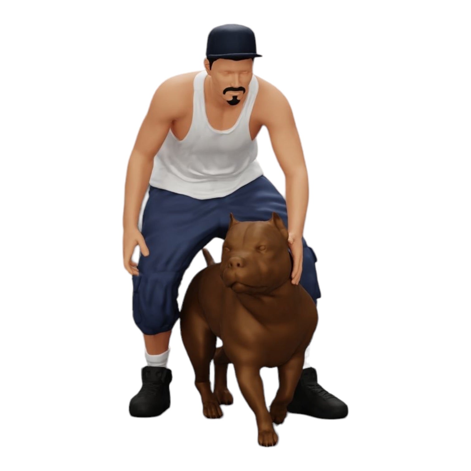 Diorama modelbouw productfoto 0: Gangster-Homie met pet en Pitbull hond (Ref Nr. A22)