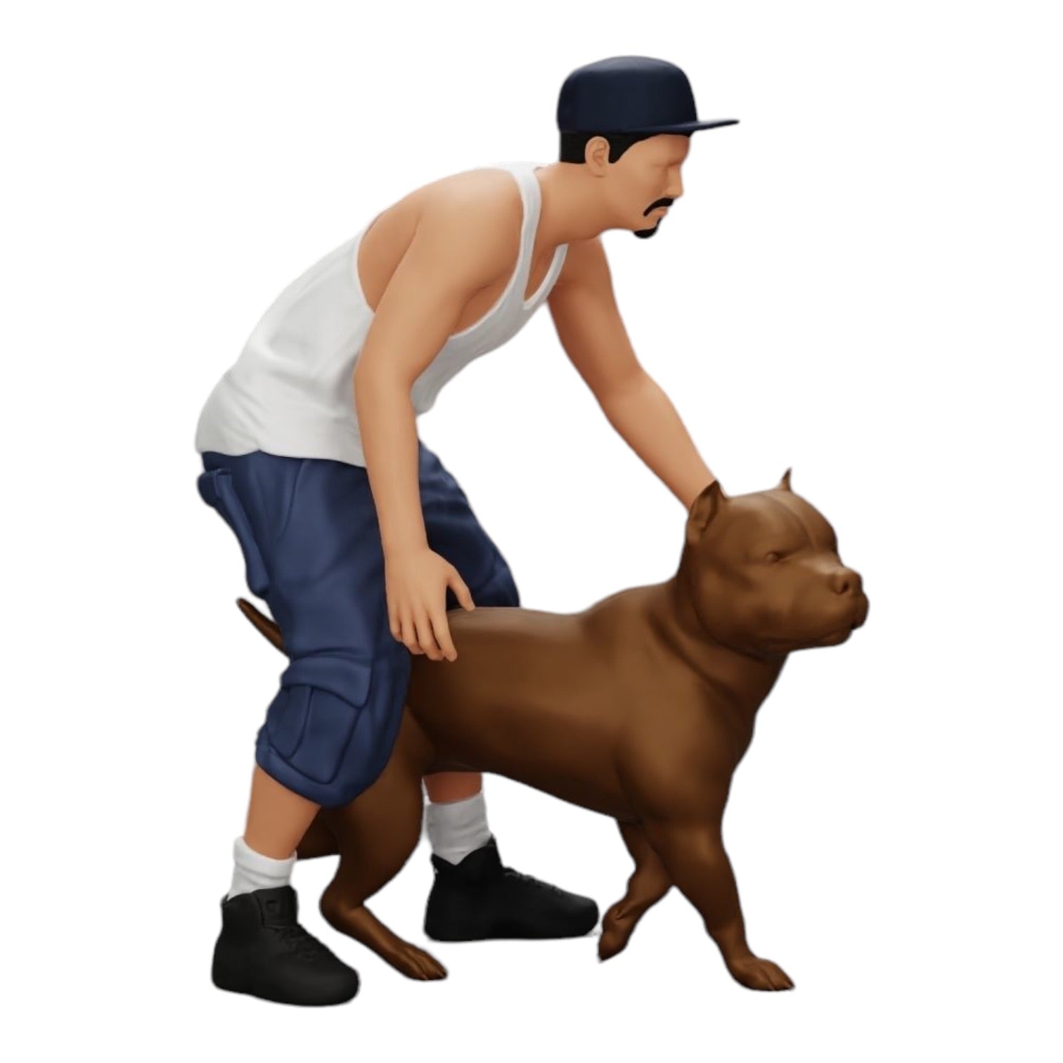 Diorama modelbouw productfoto 0: Gangster-Homie met pet en Pitbull hond (Ref Nr. A22)