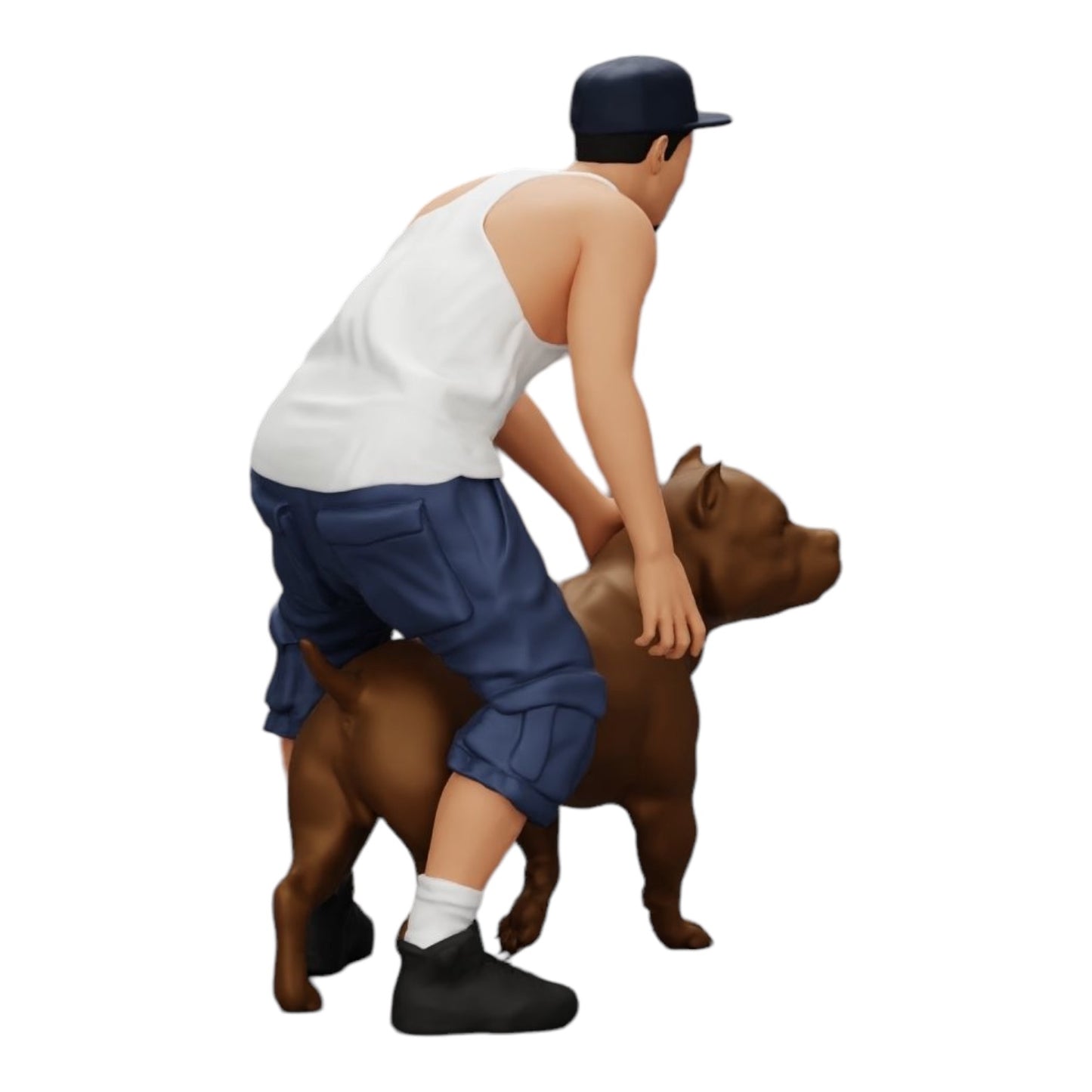 Diorama modelbouw productfoto 0: Gangster-Homie met pet en Pitbull hond (Ref Nr. A22)