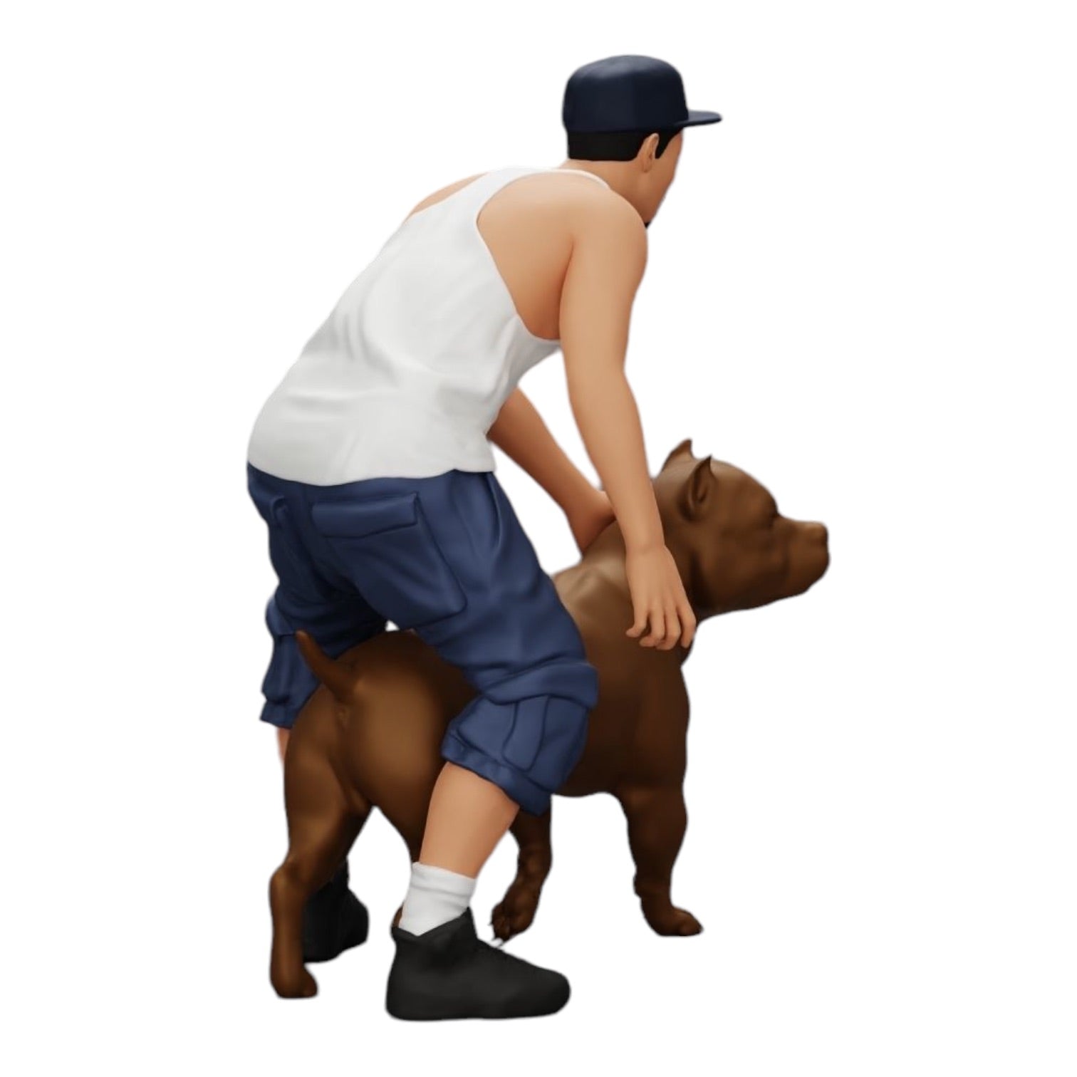 Diorama modelbouw productfoto 0: Gangster-Homie met pet en Pitbull hond (Ref Nr. A22)