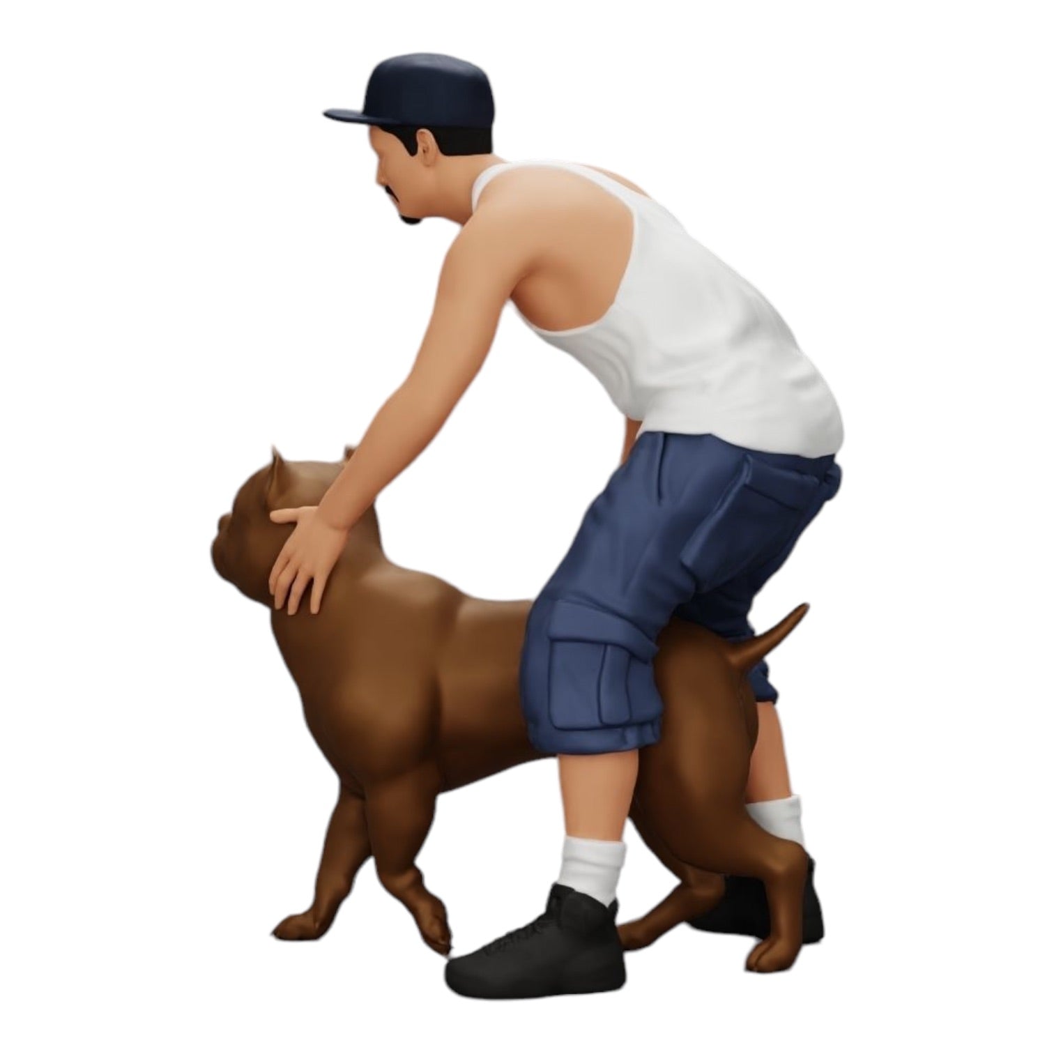 Diorama modelbouw productfoto 0: Gangster-Homie met pet en Pitbull hond (Ref Nr. A22)